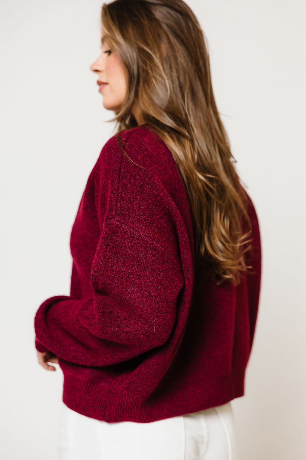 Alyssa Cardigan in Burgundy, full length