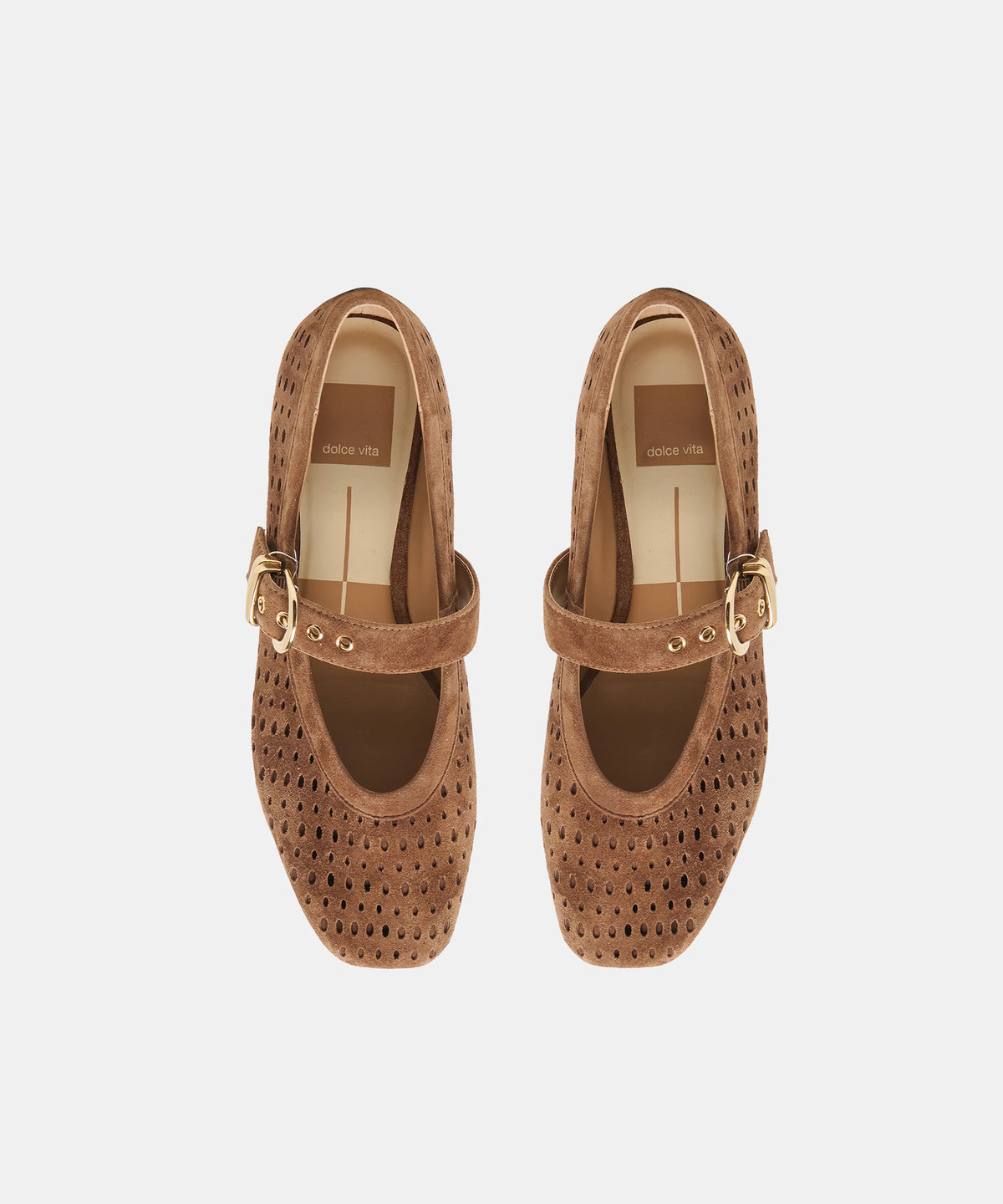 Mikel Ballet Flats in Cocoa Perforated Suede, another angle