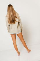Keira Funnel Neck Knit Cardigan in Taupe, full length