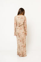 Georgie Maxi Dress in Tan Floral, full length