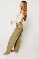 Twyla Ribbed Knit Off-Shoulder Sweater in Cream, side view
