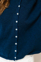 Piper Cardigan in Deep Sea Blue, back view
