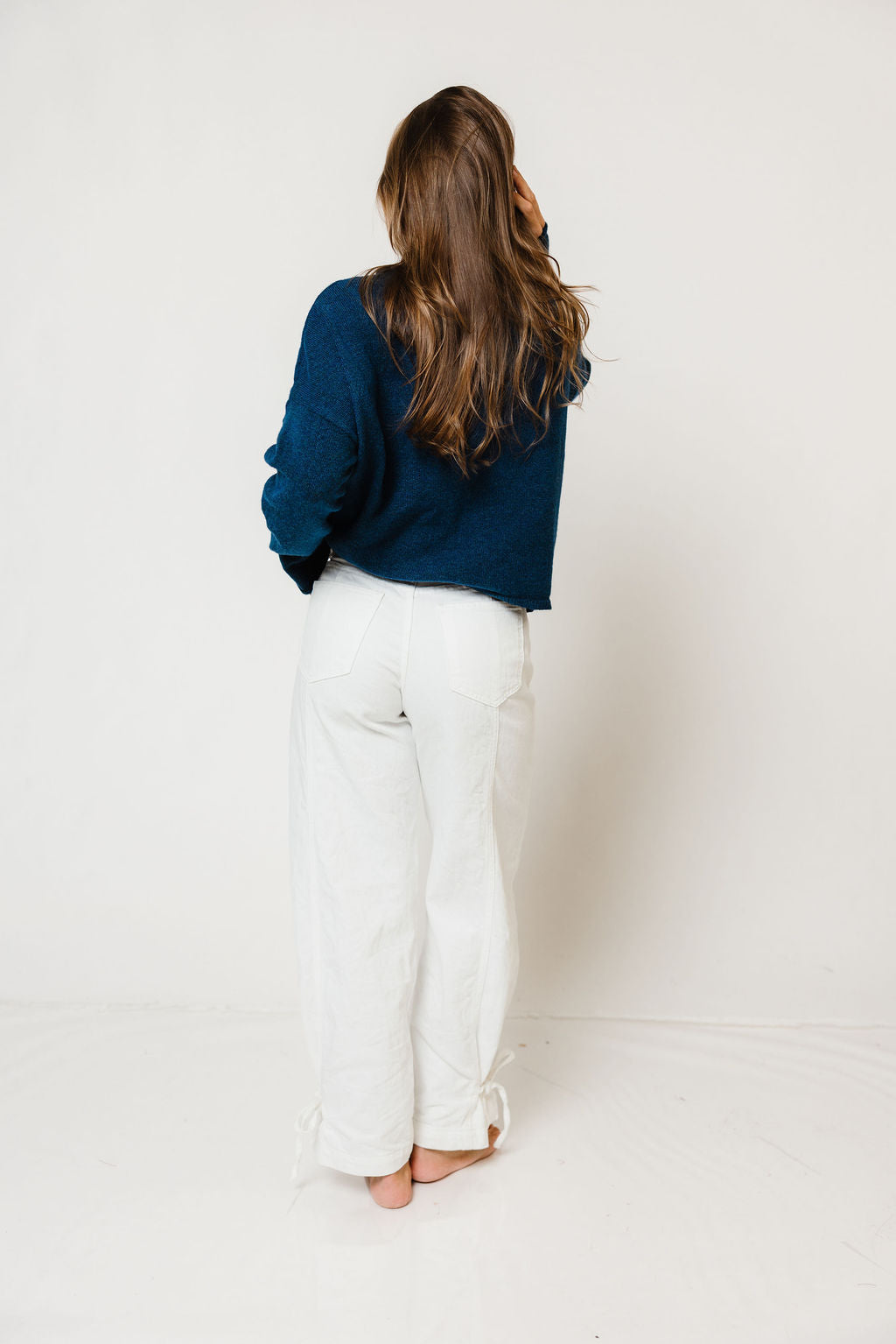 Piper Cardigan in Deep Sea Blue, full length