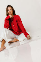 Piper Cardigan in Scarlet, another angle