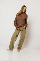 Piper Pin Striped Cardigan in Brown, back view