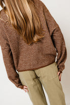 Piper Pin Striped Cardigan in Brown, studio view