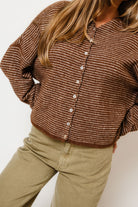 Piper Pin Striped Cardigan in Brown, another angle