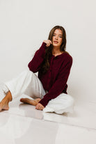 Alyssa Cardigan in Burgundy, another angle
