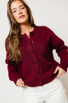 Alyssa Cardigan in Burgundy, close view