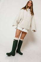 Tilly Oversized Chunky Hooded Sweater in Oatmeal, full length