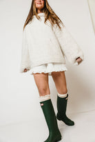 Tilly Oversized Chunky Hooded Sweater in Oatmeal, studio view