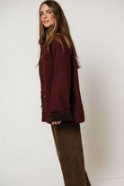 Montana Barn Coat in Maroon, full length