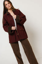 Montana Barn Coat in Maroon, side view