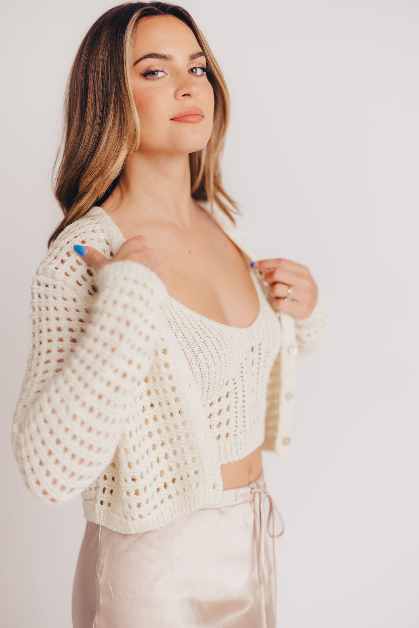 Midge Crochet Cardigan in White