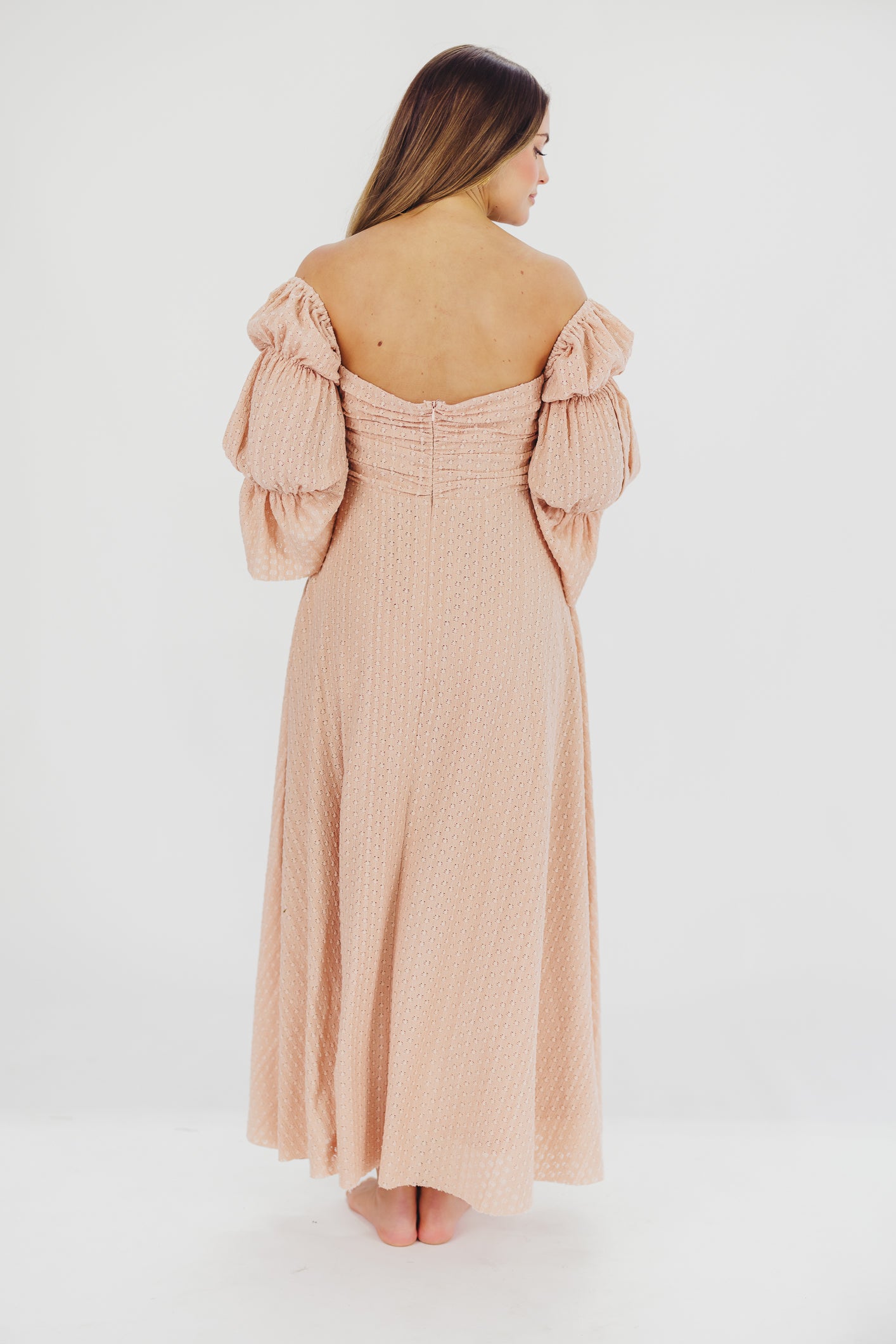 Corrine Tiered Sleeve Maxi Dress with Pockets in Dusty Blush - Bump Friendly