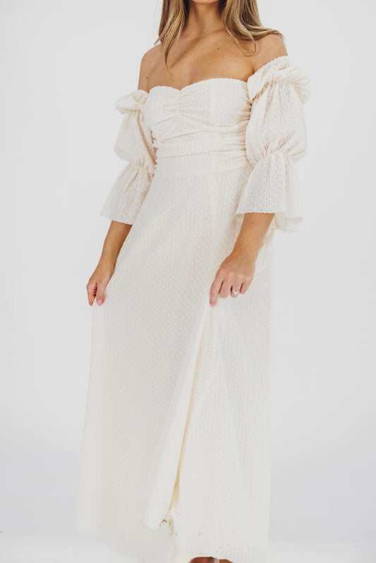 Corrine Tiered Sleeve Maxi Dress with Pockets in Ivory Cream - Bump Friendly (Restocking End of July)