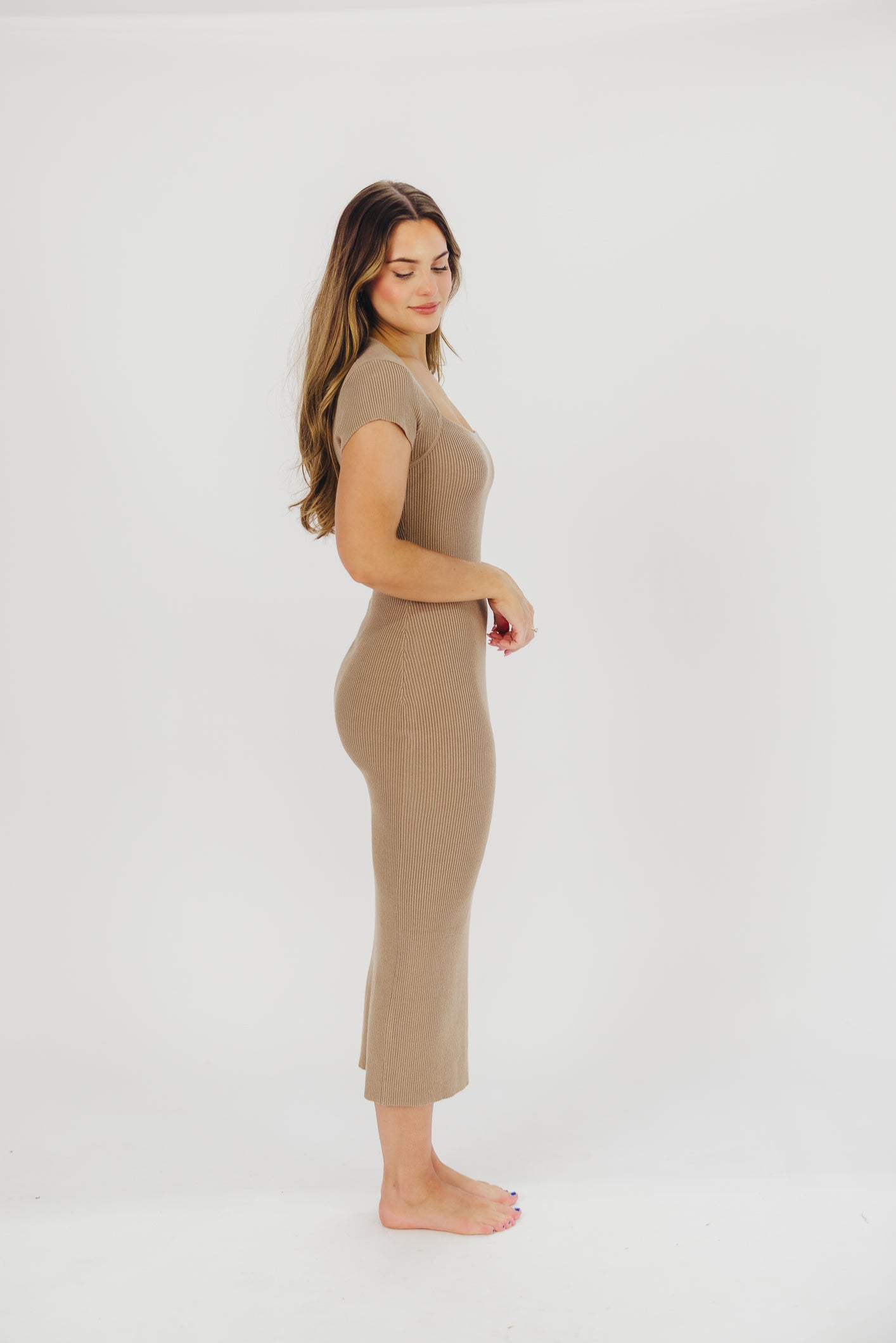 Wren Ribbed Knit Maxi Dress with Square Neckline in Taupe (XS-XL) - Worth Collective Exclusive
