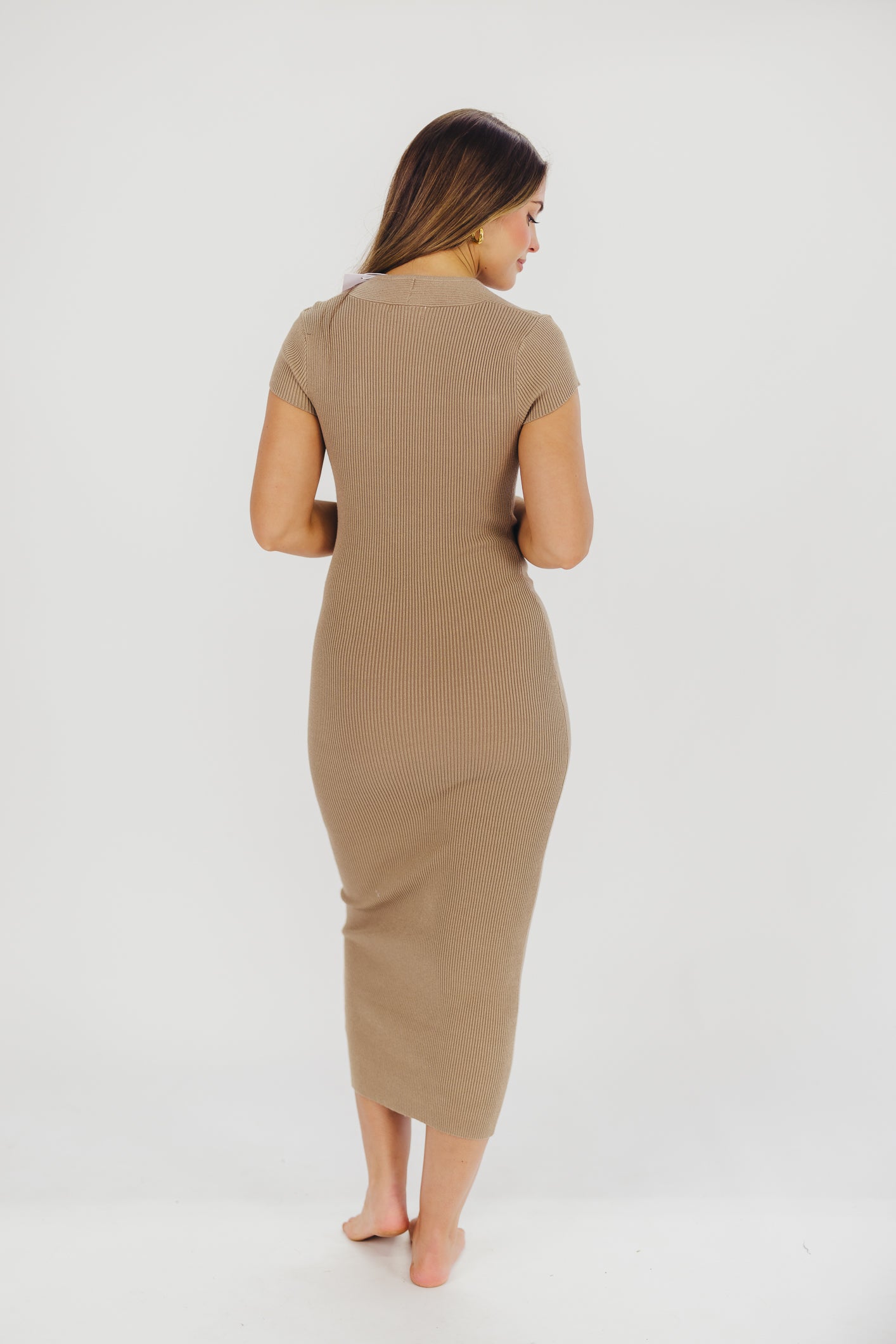 Wren Ribbed Knit Maxi Dress with Square Neckline in Taupe (XS-XL) - Worth Collective Exclusive