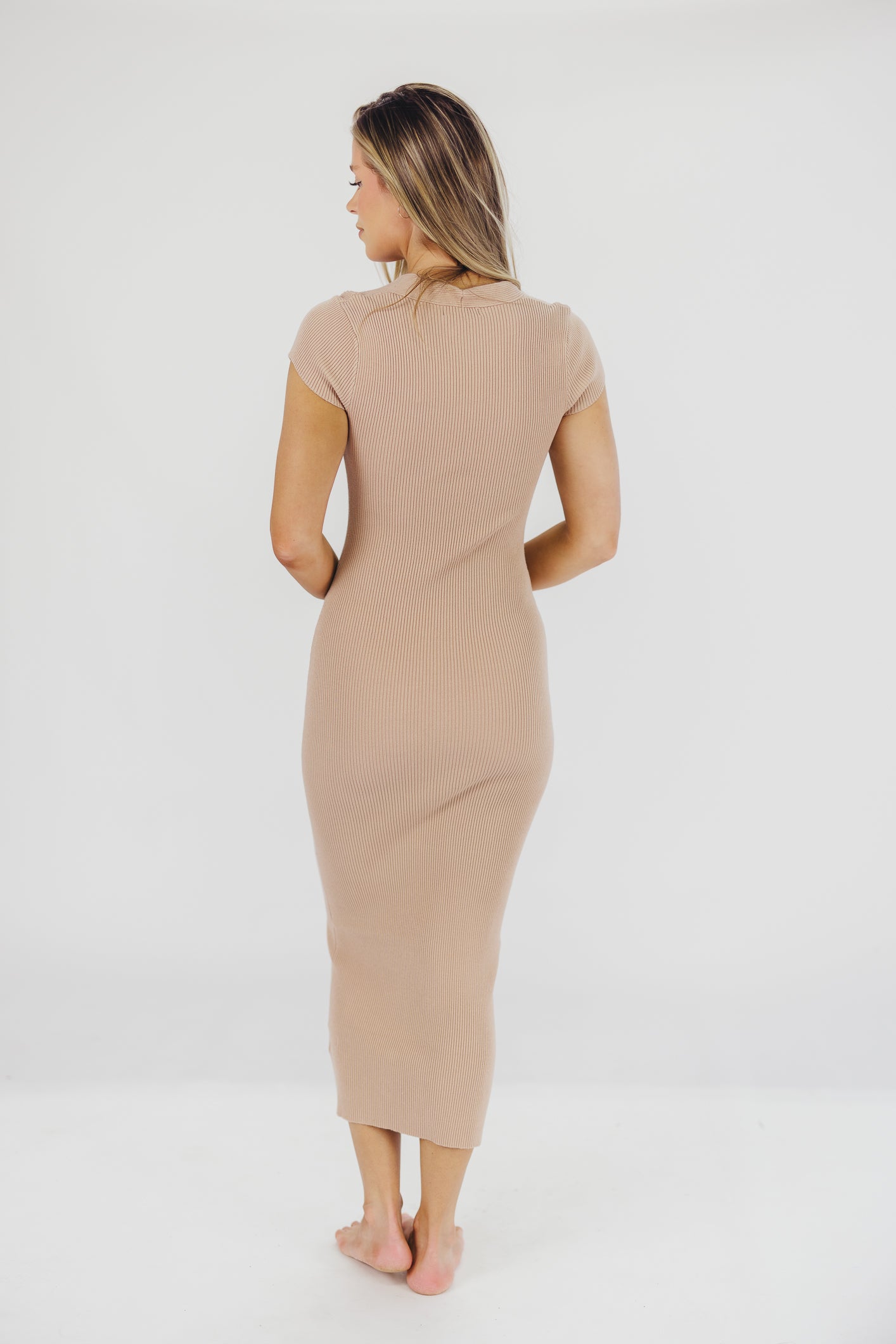 Wren Ribbed Knit Maxi Dress with Square Neckline in Dusty Blush (XS-XL) - Worth Collective Exclusive