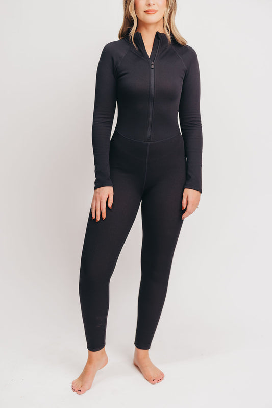 Meryl Fleece-Lined Base Layer Jumpsuit in Black
