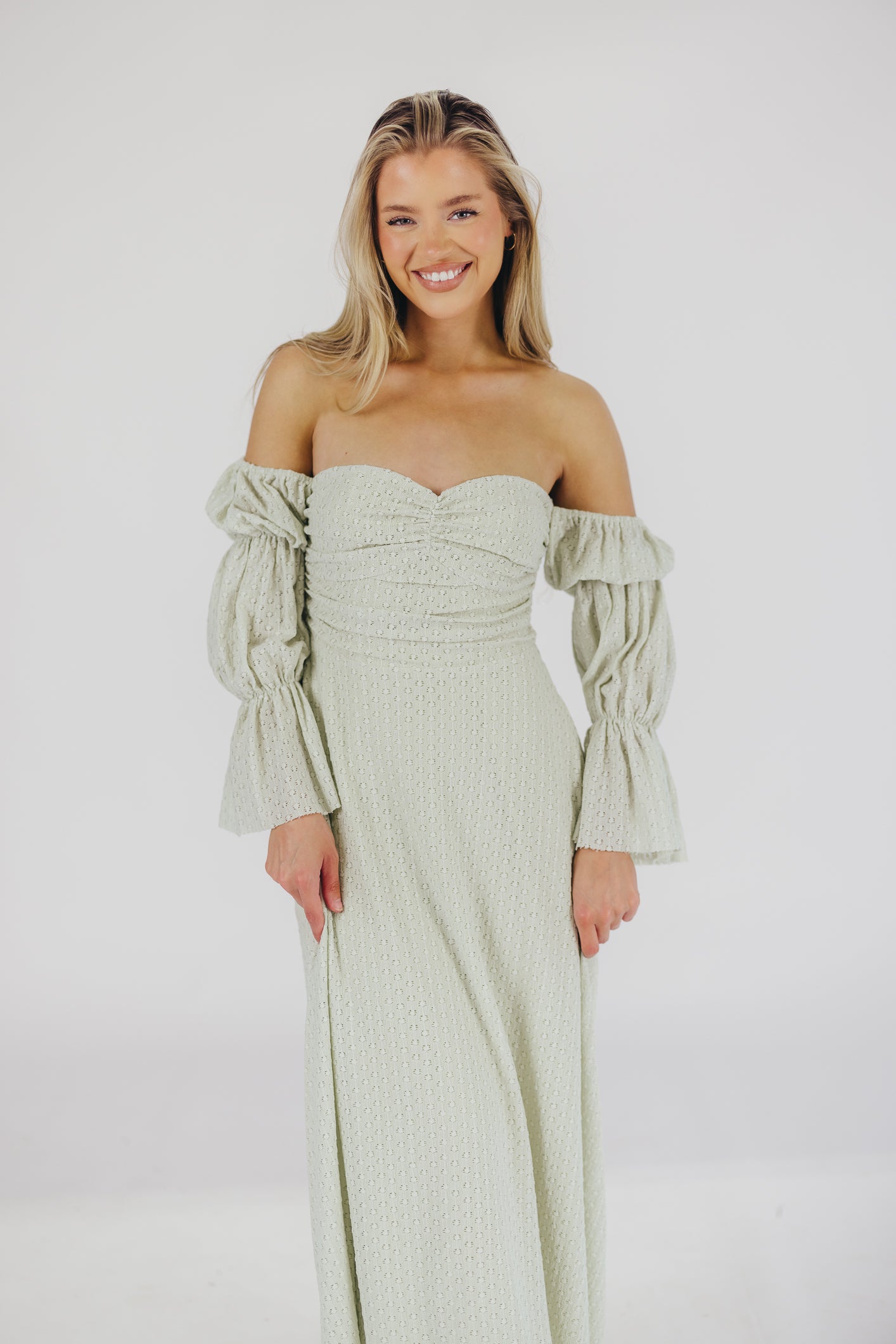 Corrine Tiered Sleeve Maxi Dress with Pockets in Mint - Bump Friendly & Inclusive Sizing (S-3XL)