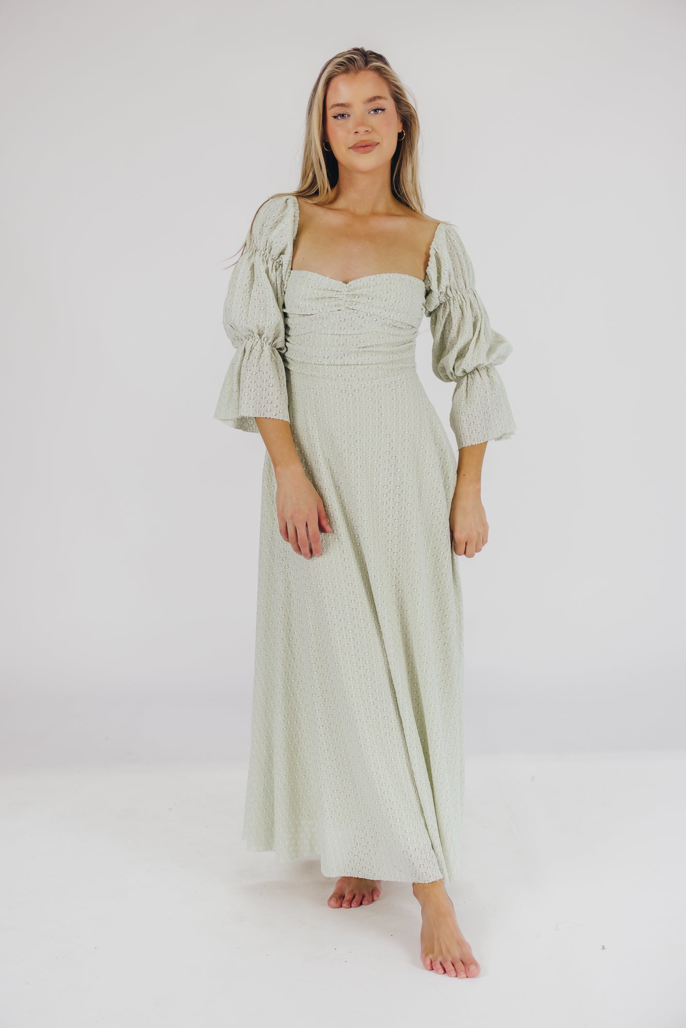 Corrine Tiered Sleeve Maxi Dress with Pockets in Mint - Bump Friendly & Inclusive Sizing (S-3XL)
