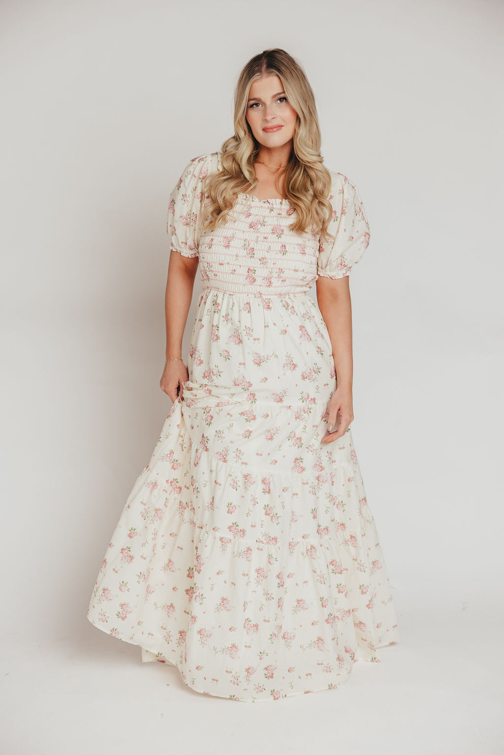 Harper Worth Maxi Dress in Ivory/Pink Floral - Inclusive Sizing (S-3XL) - Bump Friendly
