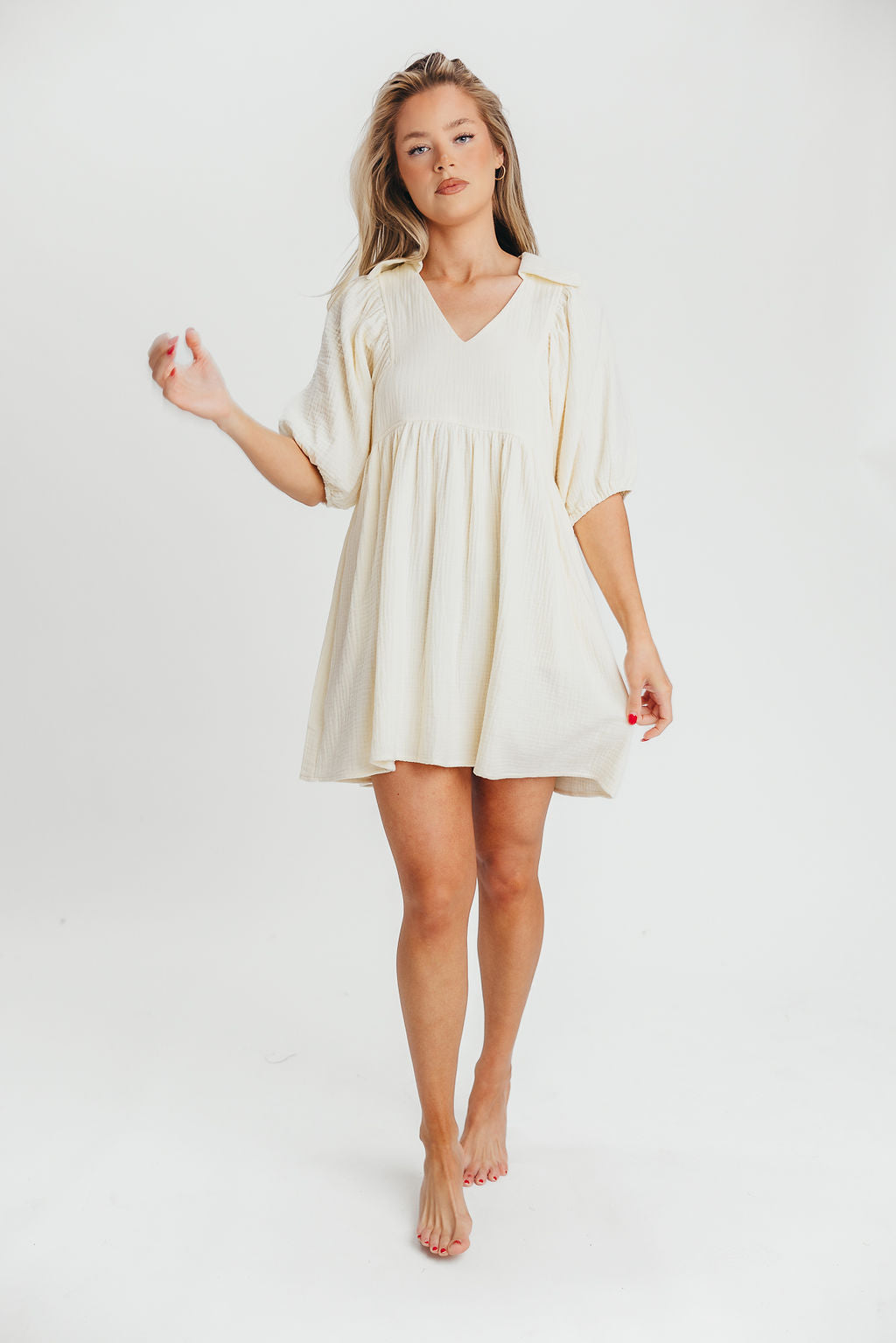 Tiffany 100% Cotton Mini Dress in Cloud