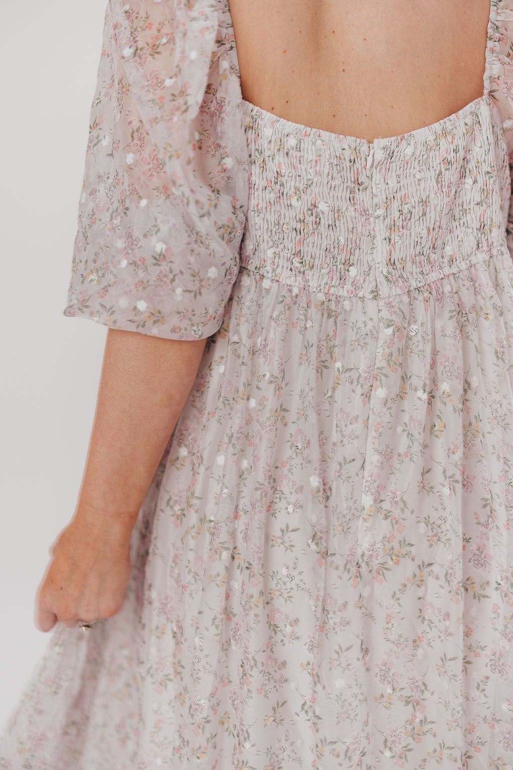 *New* Mona Maxi Dress with Smocking in Grey Floral - Bump Friendly (S-3XL)
