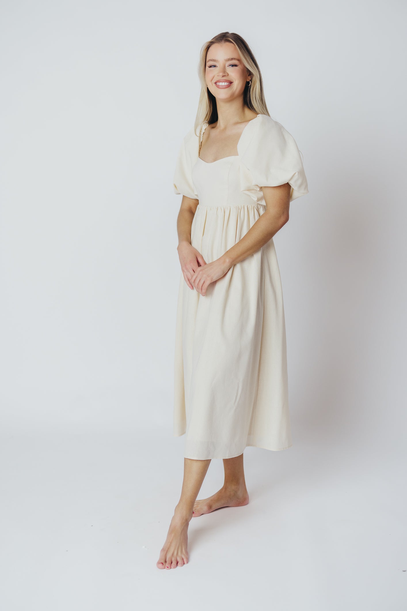 Hamilton Midi Dress in Ivory - Bump Friendly (S-XL)