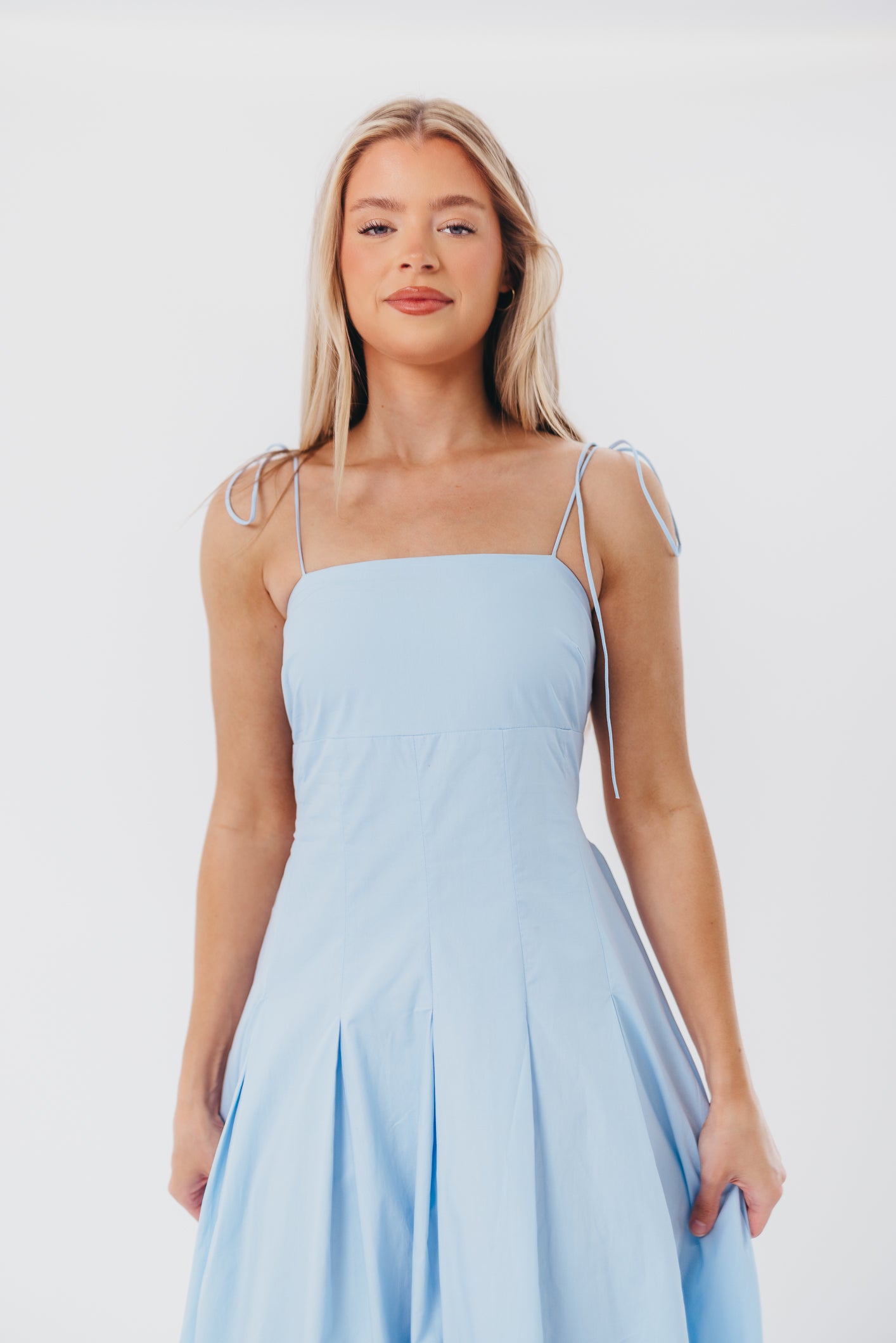 Jasmine Maxi Dress with Bandeau Neckline in Blue