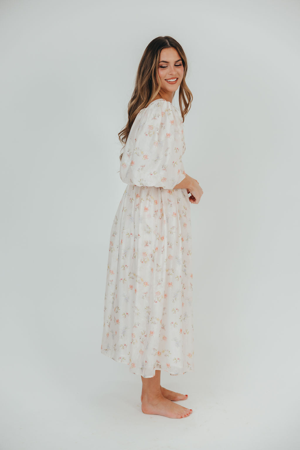 Harlow Maxi Dress in Tiny Pink Floral - Bump Friendly & Inclusive Sizing (S-3XL)