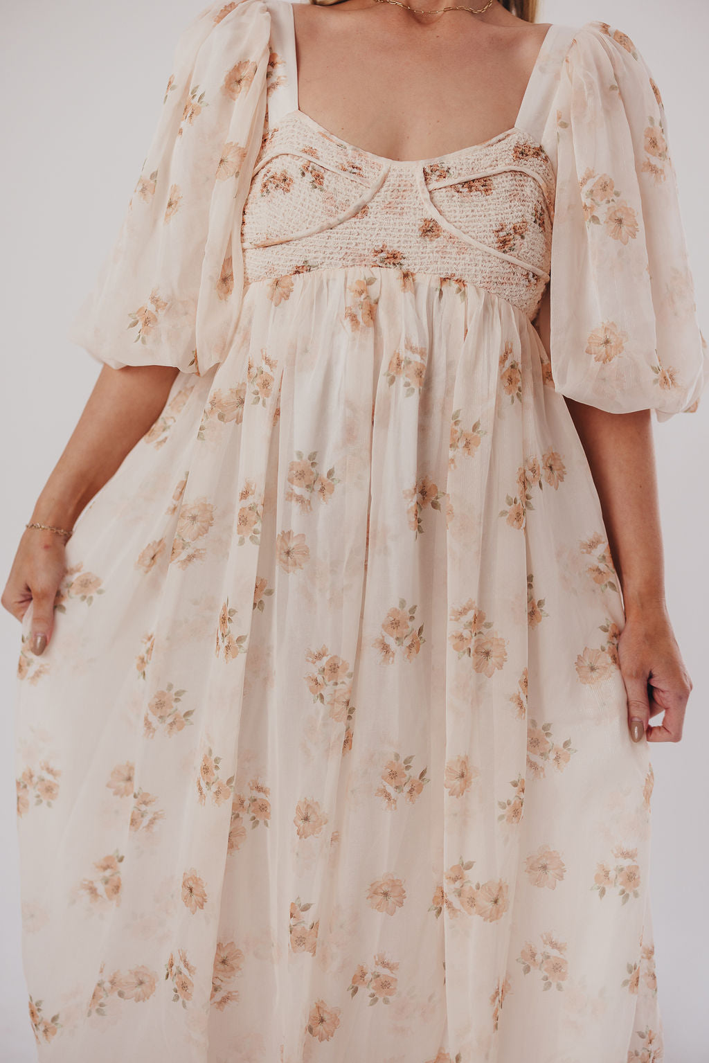 Harlow Maxi Dress in Taupe Floral - Bump Friendly & Inclusive Sizing (S-3XL)