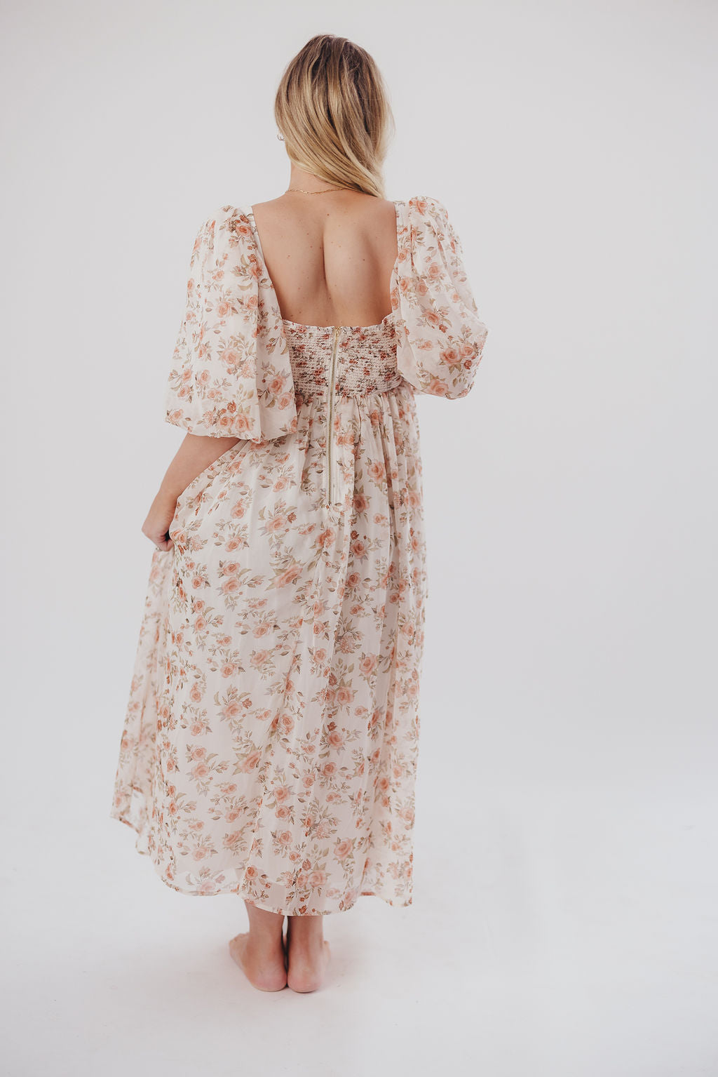 Harlow Maxi Dress in Ivory Floral - Bump Friendly & Inclusive Sizing (S-3XL)