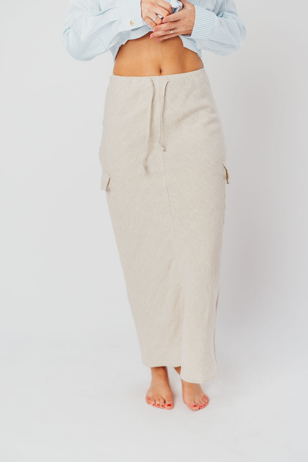Farrah Linen Maxi Skirt in Melange