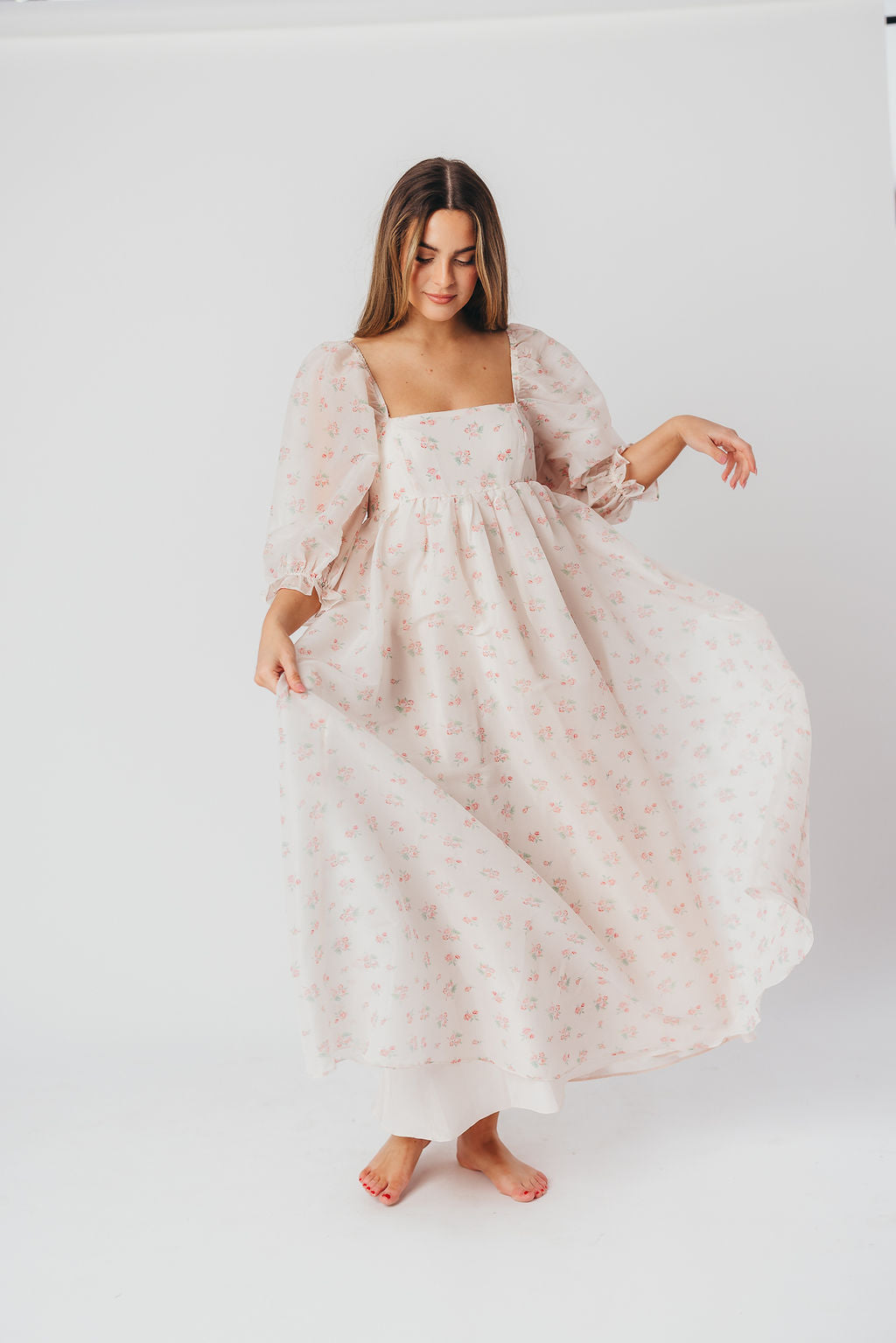 *New* Mona Maxi Dress with Smocking in Blush Floral - Bump Friendly & Inclusive Sizing (S-3XL)