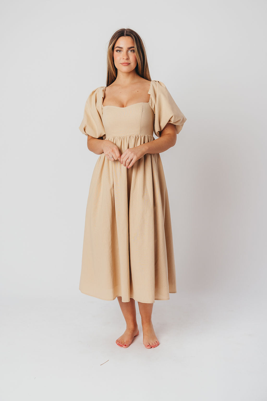 Hamilton Midi Dress in Taupe - Bump Friendly (S-2XL)