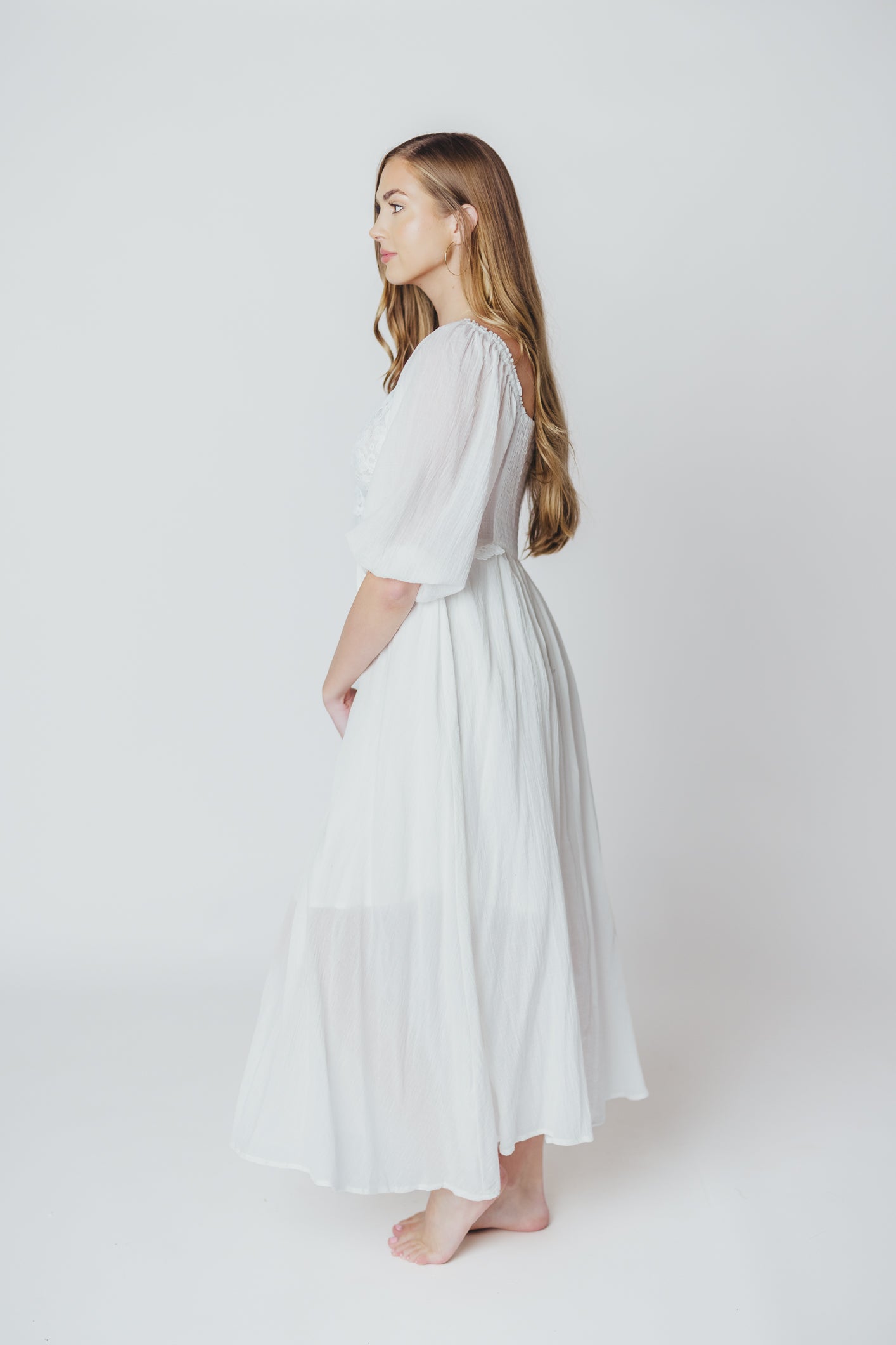 Lana Midi Dress in White - Inclusive Sizing (S-3X) - Cannot Restock