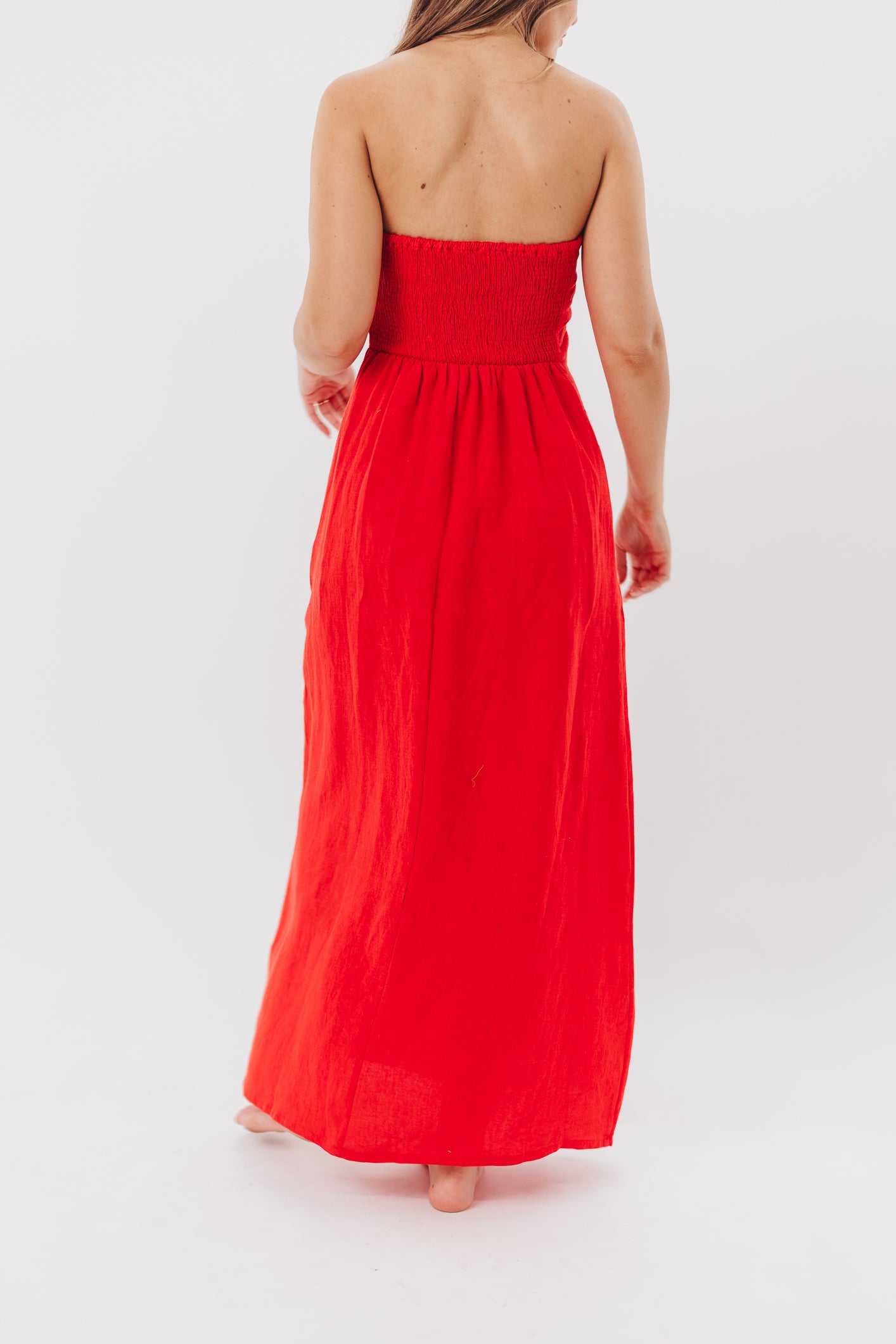 Blair Linen Maxi Dress in Red