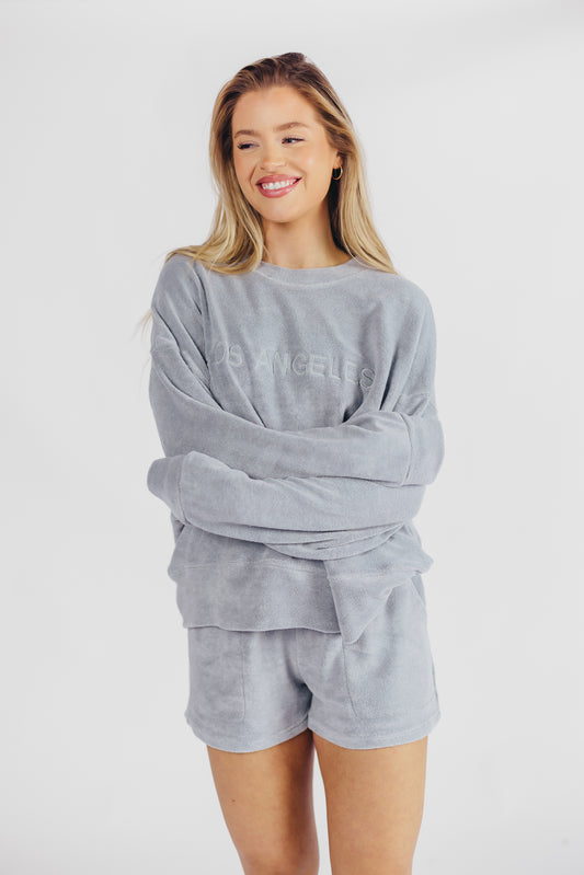 Una Terry Cloth Embroidered Sweatshirt in Blue