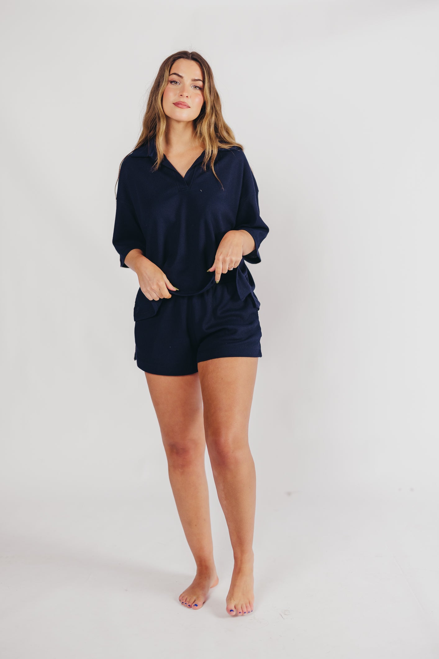Leanna Knit Top in Navy (bottoms sold separately)