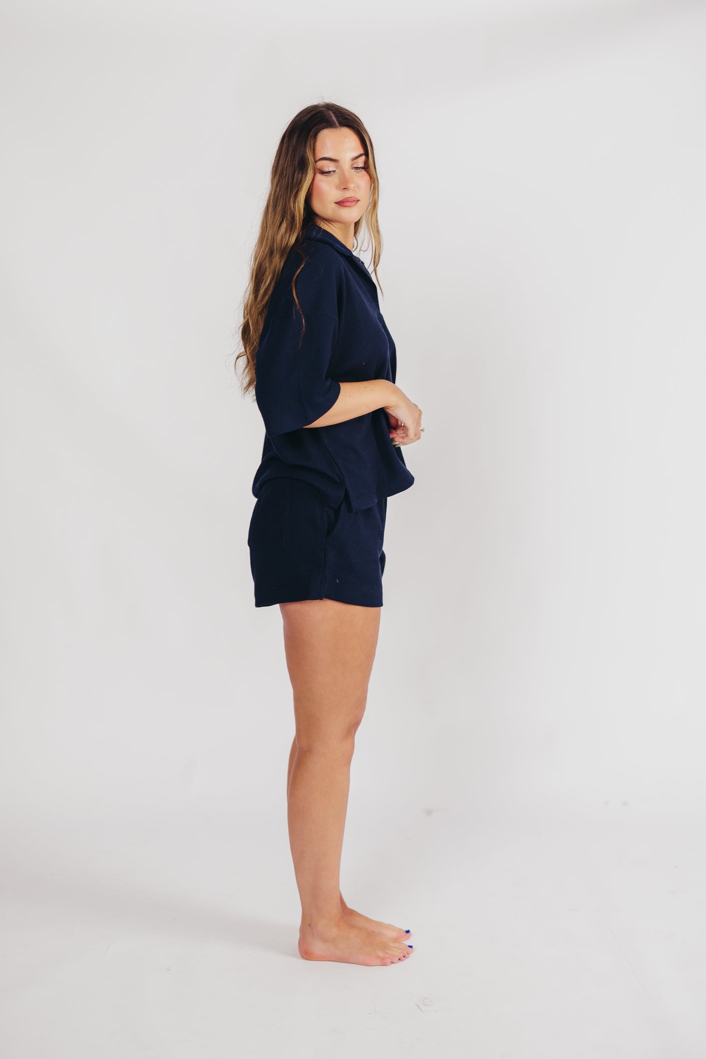 Leanna Knit Top in Navy (bottoms sold separately)