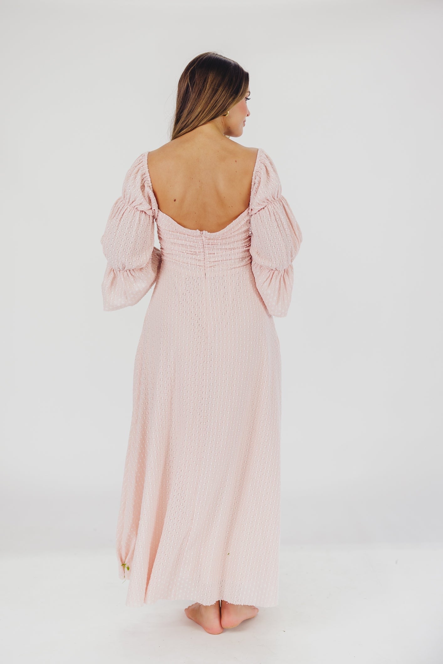 Corrine Tiered Sleeve Maxi Dress with Pockets in Ballerina Pink - Bump Friendly
