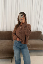 Piper Pin Striped Cardigan in Brown, another angle