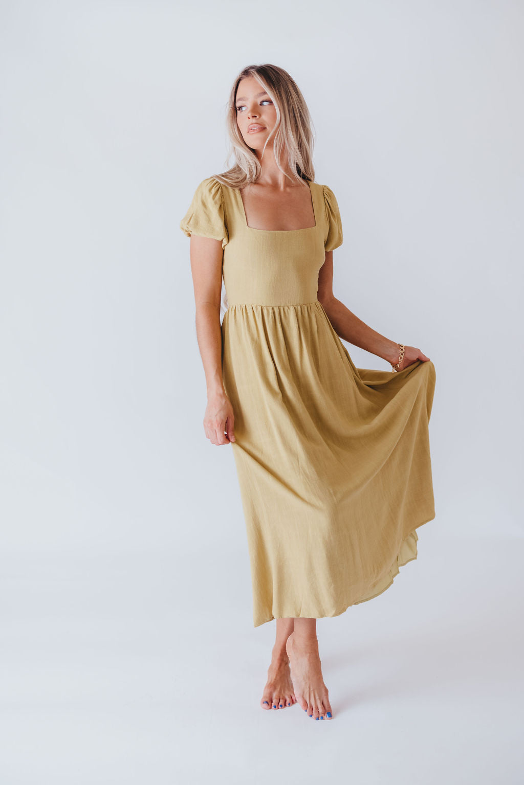 August Open Back Midi Dress in Sweet Pea - Bump Friendly