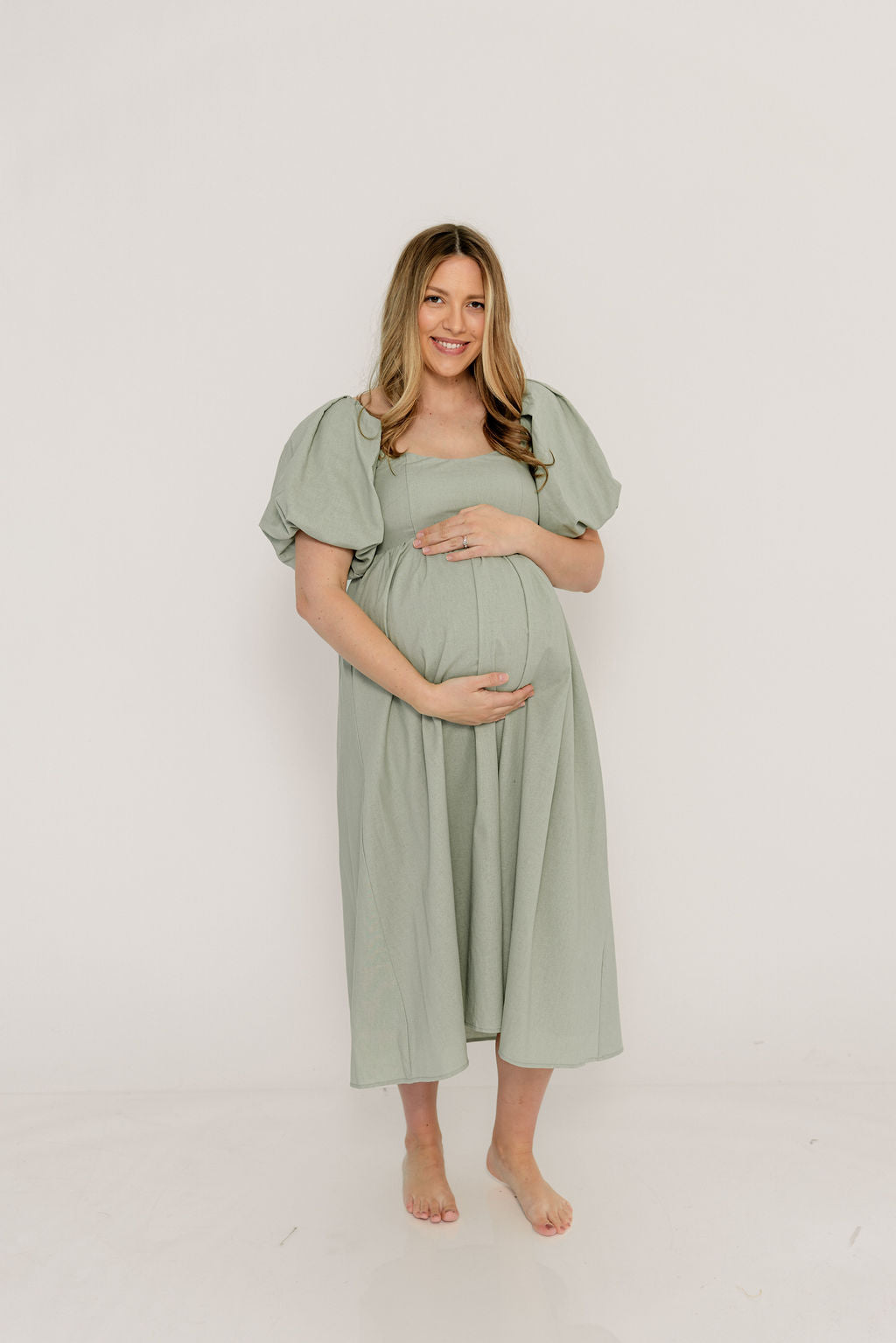 Hamilton Midi Dress in Olive - Bump Friendly & Inclusive Sizing (S-2XL)
